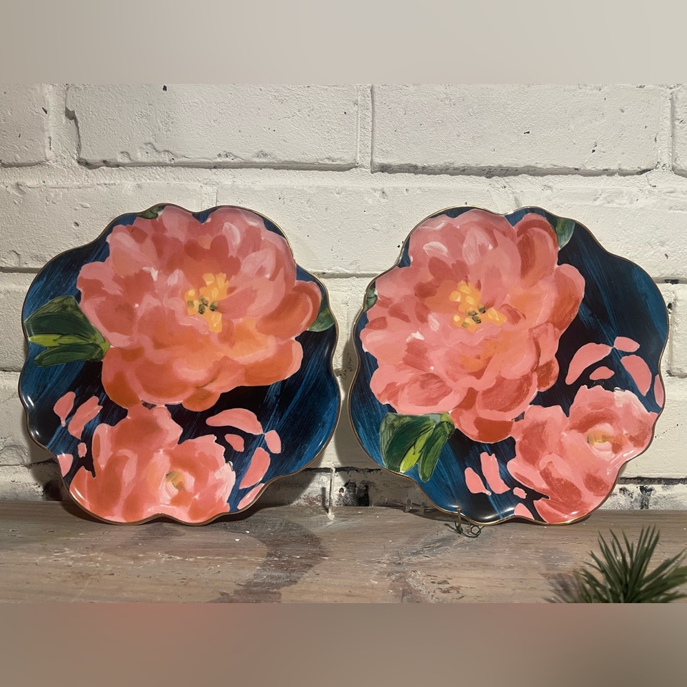 Anthropologie Anais Pink Flower Plates
